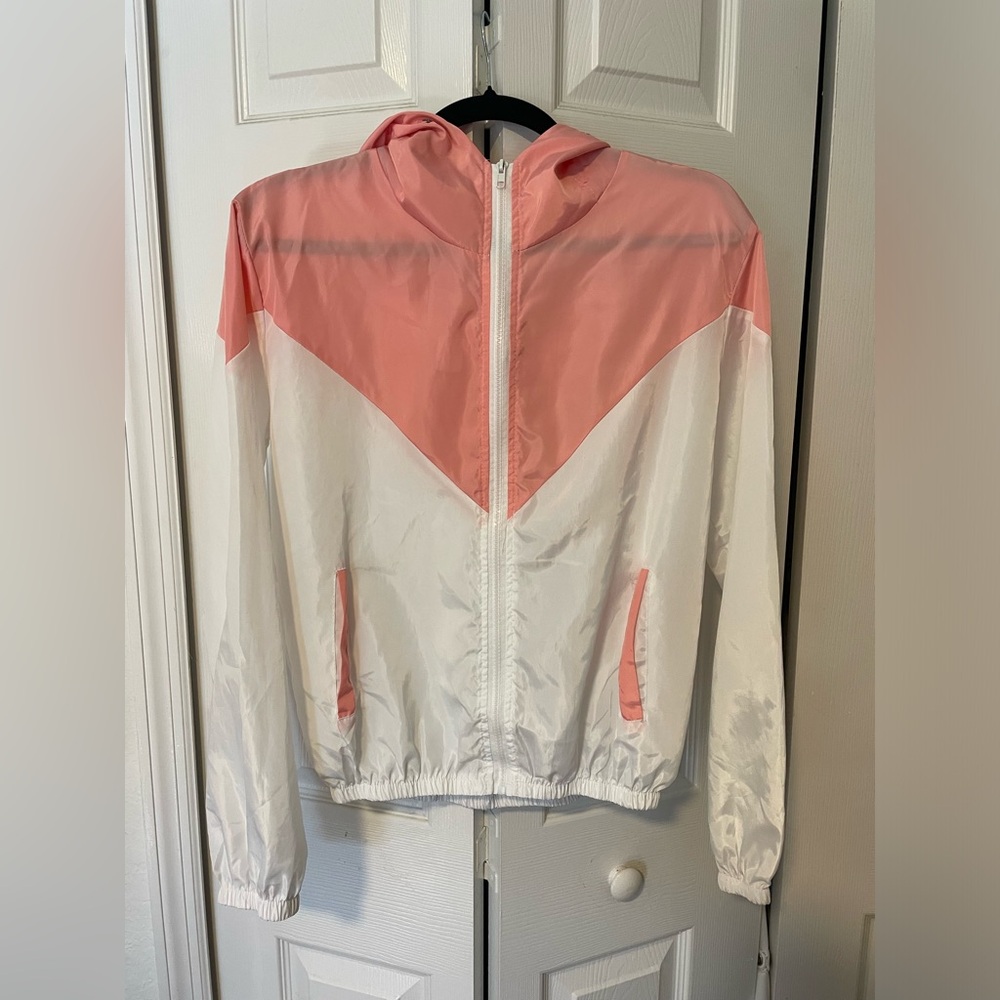 Adorable pink and white windbreaker